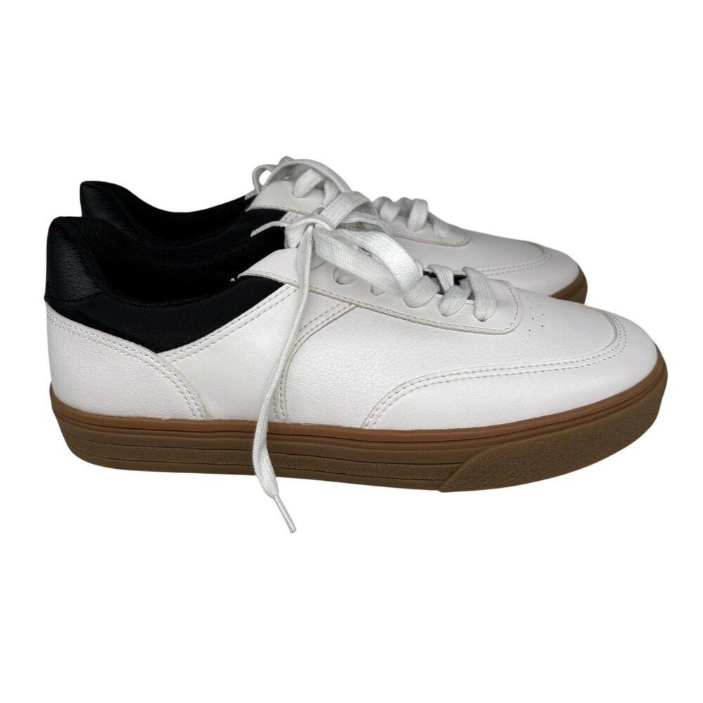 Zara Men Size 39 US 6 Black White Faux Leather Gum Sole Trainers Sneakers NWT